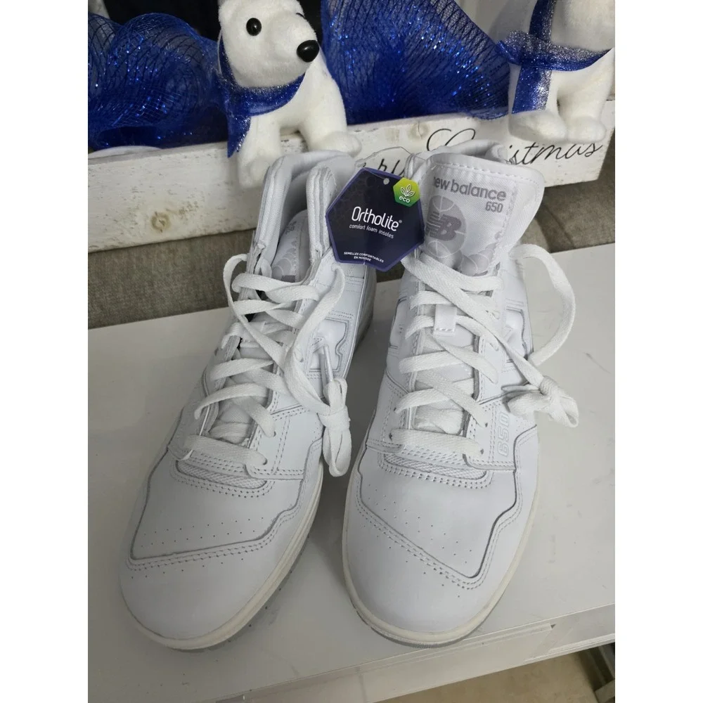New Balance Mens 650‎ High Top Triple White Basketball CasualShoes BB650RWW 15M